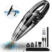 Handheld vacuum cleaner battery bagless, battery vacuum cleaner cordless 6500pa 12V 120W strong SOG, wet dry handheld vacuum cleaner for car, home, pet hair, includes storage bag