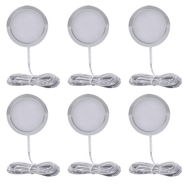 Lámpara redonda pequeña con control remoto inalámbrico de 6 uds., lámpara individual con cable de 2 metros de longitud, luz natural 4000K Adepaton CPB-DE-WX620-2
