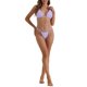 thumbnail image 2 of Conjuntos de bikini halter push up INSPIRE CHIC para mujer, 2 piezas con la parte inferior triangular de doble lazo, trajes de baño en púrpura medio, 2 of 5