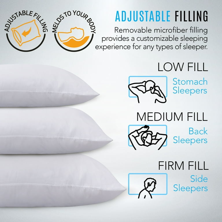 Queen Size 4 Pack Pillow Inserts, Pillows for Sleeping 4 Pack, Hotel Pillows  for Side Back & Stomach Sleepers, Washable Bed Pillows Set of 4 