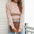 thumbnail image 2 of IROINNID Womens Sweater Round Neckline Pullover Sweater Plaid Casual Mid-Length Long Sleeve Sweater, 2 of 9