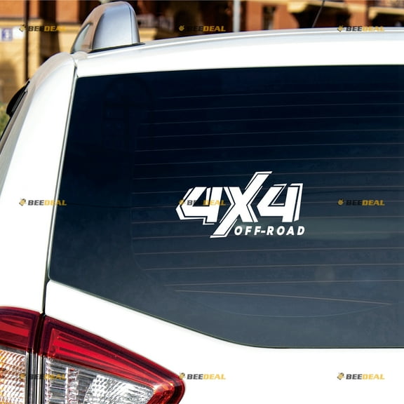 4X4 Off Road Sticker Decal Vinyl - 2 Pack White 6" - Fit For Jeep Ford Chevrolet Toyota 4WD No Background Die-cut