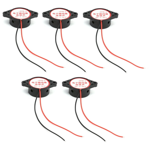 5 alarmas sonoras con pitido continuo piezoeléctrico activo de alta decibelios, 95 dB, CC 324 V (negro)