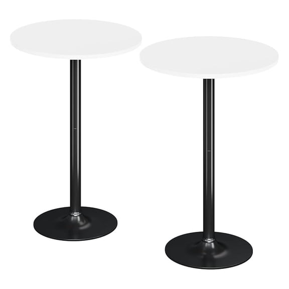 Round Bistro Pub Table Modern Style Metal Base MDF Top Cocktail Bar Table Counter Bar Height for Pub, Dining Room, Party (2, White-Black)