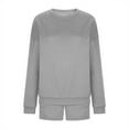 thumbnail image 6 of YOIAVAIOY Womens Solid Sweatsuit Fleece Crewneck Sweatshirt and Sweat Shorts Sets 2 Piece Comfy Soft Tracksuit Casual Set Gray L, 6 of 8