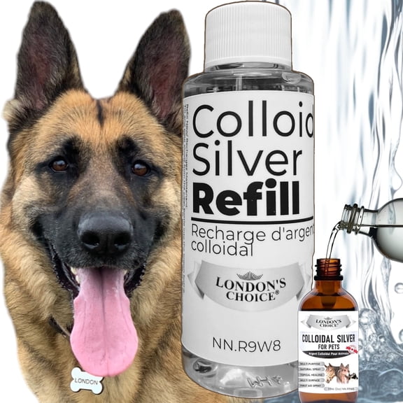 London’s Choice Refill – Colloidal Silver Liquid for Pets, 10ppm Silver Water Wound Spray, 59ml (2oz)