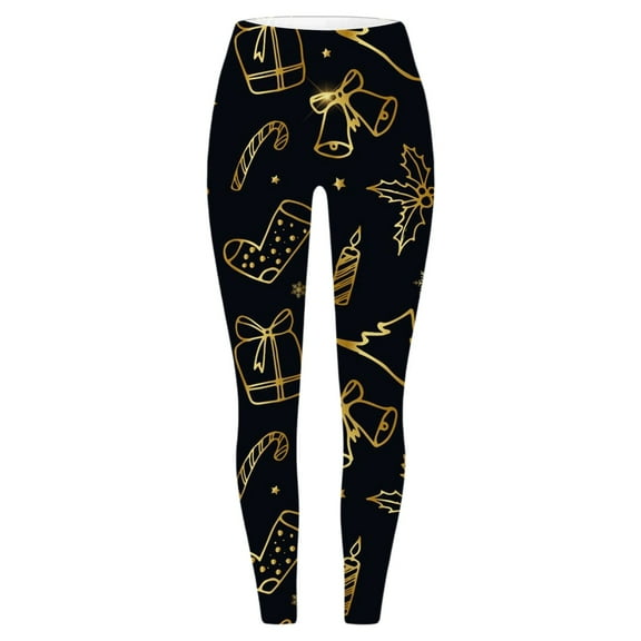 IWRICH Christmas Pajama Pants Women Santa Claus Print Elastic Waist Soft Comfy Pjs Pants Ankle Length Christmas Day Leggings N XL