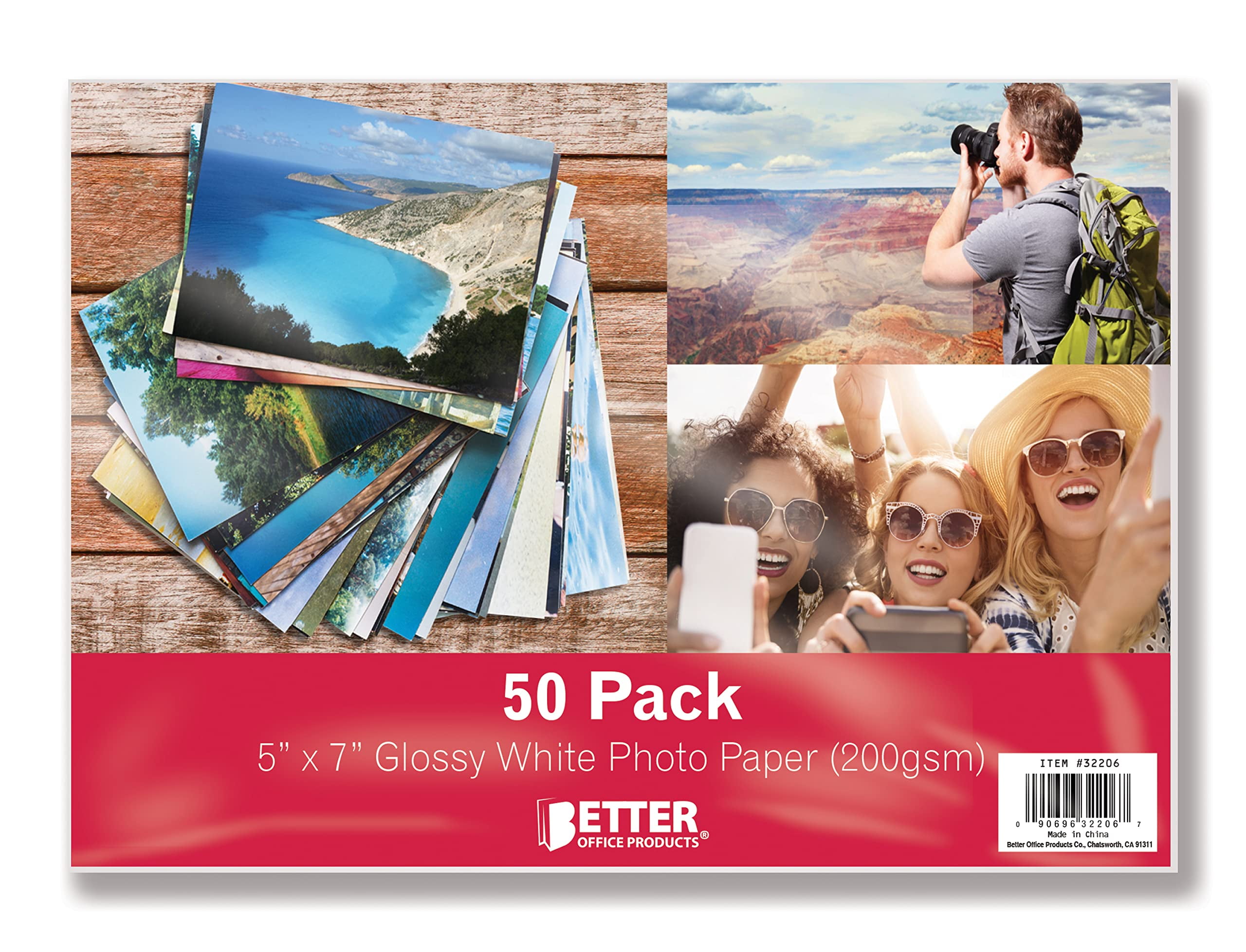 Glossy Photo Paper, 5 x 7 inch, 50 Sheets, by Better Office Products