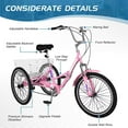 thumbnail image 5 of NAIZEA Adult Folding Tricycles, 7 Speed Folding Adult Trikes, 20 24 26 Inch 3 Wheel Bikes with Large Size Basket, Foldable Tricycle for Adults, Women, Men, Seniors, 5 of 9