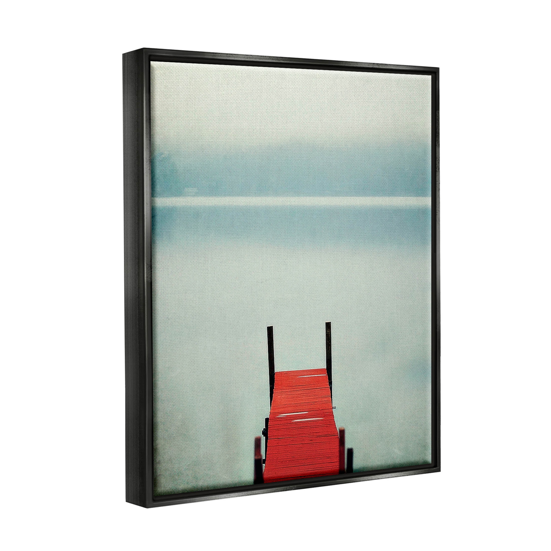 Stupell Industries Misty Red Dock Scene Photograph Jet Black Floating Framed Canvas Print Wall Art, Design by Carrie Ann Grippo-Pike
