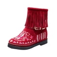 thumbnail image 1 of NECHOLOGY Botas Mujer Adulto Femenino Zapatos Botines de mujer Botines de mujer Moda Retro Borla Botas de estilo nacional Comercio exterior comodidad Punta redonda Tacón cuadrado (Red, 8), 1 of 5
