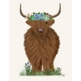 thumbnail image 2 of Fab Funky 15x18 White Modern Wood Framed Museum Art Print Titled - Highland Cow with Flower Crown 2, Full, 2 of 4
