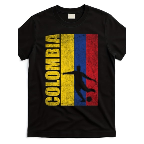Colombia Soccer Football T-Shirt Vintage Flag Graphic Tee Retro Sports Fan Apparel for Men and Women