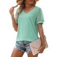 thumbnail image 4 of Eternatastic Womens Summer Tops V Neck T Shirts Swiss Dot Puff Sleeve Tops Loose Casual Tshirts Casual Fashion Blouses S-2XL, 4 of 4
