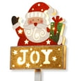 thumbnail image 1 of 35" Wood-Look Double Sided Santa with JOY Sign with 10 Warm White Battery Operated LED Lights, 1 of 1