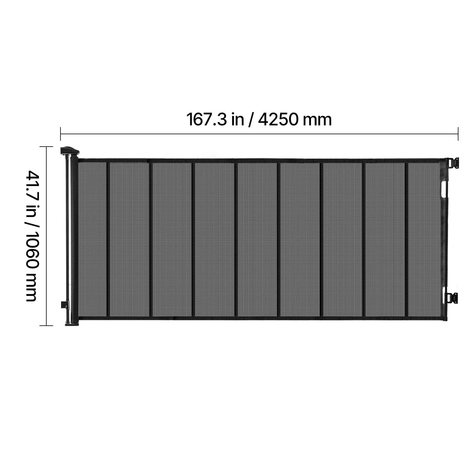 KFFKFF Retractable Baby Gate, Expands Up to 163.3 Inches Wide, 39 Inches High, Reinforced with Fiberglass Strips, Prevents Crawling Through, Mesh Pet Barrier for Decks, Doorways, Garages, Indoor Use