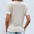 thumbnail image 4 of Camisa de punto de manga corta para mujer, cuello en V, empalme de encaje, elegante, transpirable, ajustada, camisa de punto para mujer, Top para el trabajo diario Beige XXL, 4 of 6