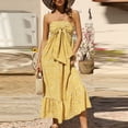 thumbnail image 3 of Boho Maxi Dress for Women Summer Floral Off Shoulder Strapless Ruffle Beach Vacation Clothes Outfits for Women Flowy Long Dresses Vestidos Casuales Para Mujer, 3 of 10