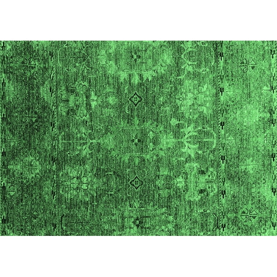 Ahgly Company Indoor Rectangle Oriental Emerald Green Industrial Area Rugs, 2' x 4'