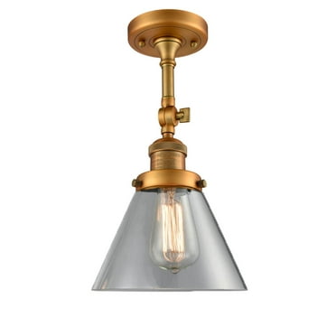 Innovations 1-LT LED Large Cone 8" Semi-Flush Mount - Brushed Brass - 201F-BB-G42-LED