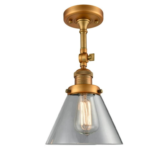 Innovations 1-LT LED Large Cone 8" Semi-Flush Mount - Brushed Brass - 201F-BB-G42-LED