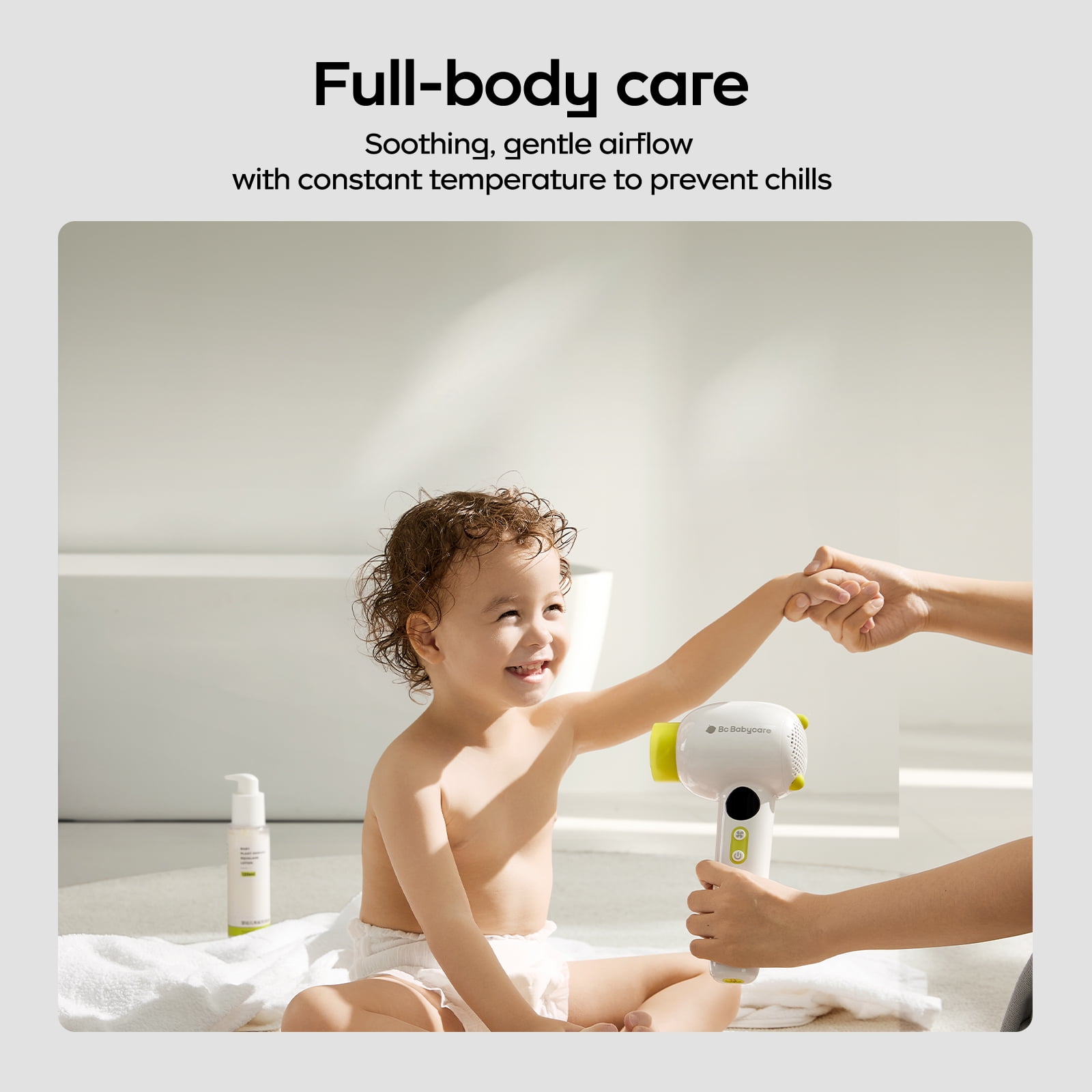Bc Babycare Cordless Hair Dryer for Baby and Kids, Quiet Portable Mini Blow Dryer for Infant, 4 Model for Hair Drying, Green