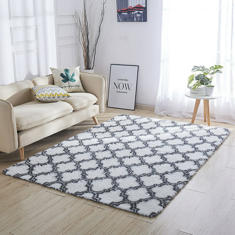Blue Cream Off White Small Extra Large Soft Pattern Shaggy Floor