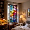 thumbnail image 4 of Stained Glass Window Privacy Film Static Cling - Rainbow Glass Decorative Sun Blocking Window Covering, Non-Adhesive Removable Stickers for Home & Office, 17.7" x 39.4", 4 of 6