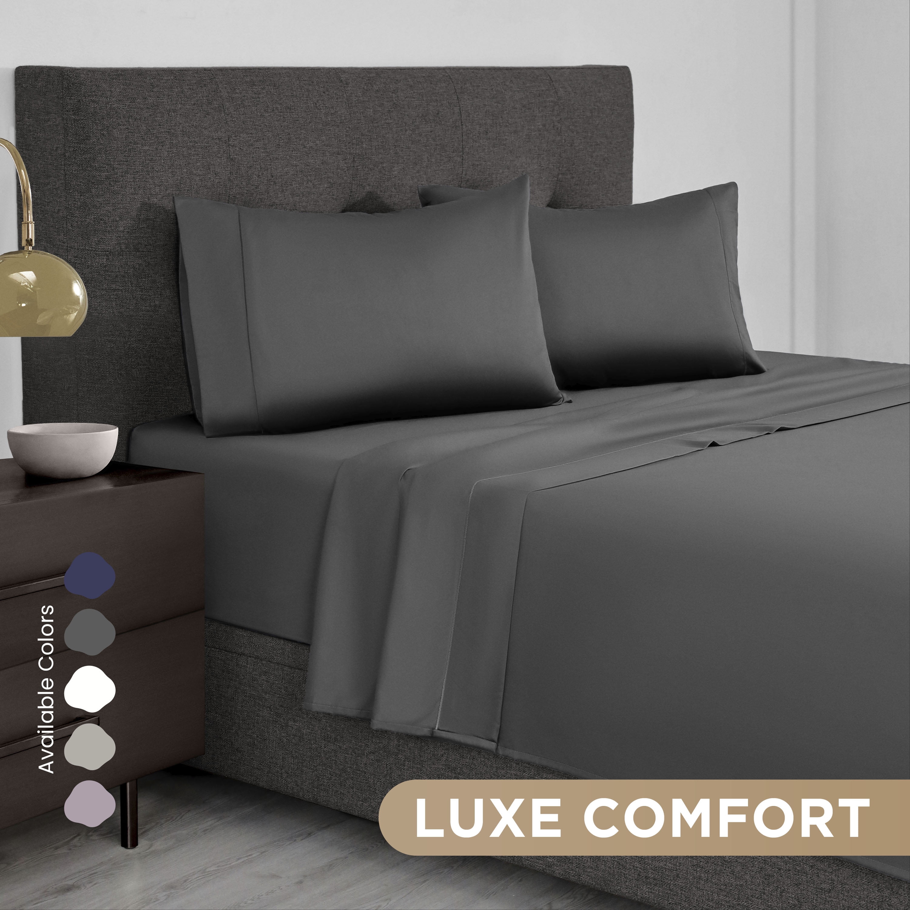 Martex 4-Piece King Sheet Set | 100% Supima Cotton 700TC Sateen | Charcoal Gray
