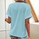 thumbnail image 5 of Tops Henley de Corta con Cuello en V para Mujer, Azul L, 5 of 6