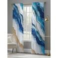 thumbnail image 4 of Blue Coastal Sheer Curtains 108 Inch Length 2 Panels Set for Living Room/Bedroom, Modern Summer Beach Nautical Sea Semi Curtain Sheers Drapes Rod Pocket Curtains Window Treatment Set 52''x108''x2, 4 of 7