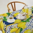 thumbnail image 2 of Yellow Lemon Tablecloth for Kitchen Table, Spring Summer Seasonal Navy Blue Tiles Watercolor Lemon Flower Print Table Cloth for Indoor Outdoor Wedding Party Decor 60x120in, 2 of 6