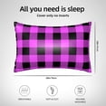 thumbnail image 4 of KLL Purple Black Buffalo Plaid Pattern Silk Pillowcase for Hair and Skin Standard Size 20"X 30" Soft Breathable Pillow Covers for Sleeping, 4 of 7