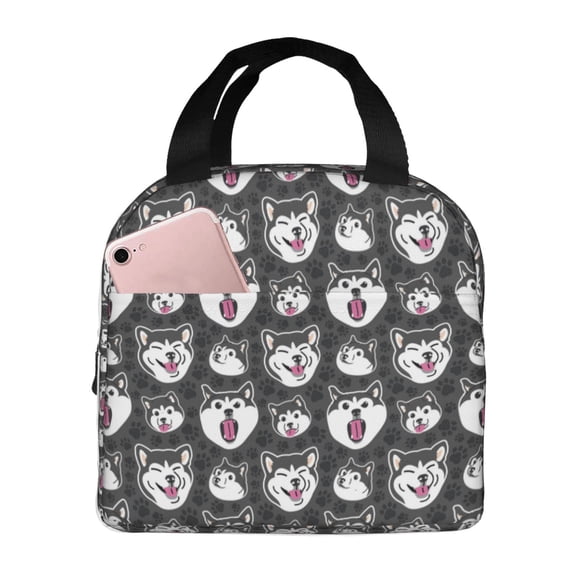 Vsdgher HUSKY Face Lunch Bag, Lunch Box for Women Adult Men, Lunch Tote Insulated Cooler Lunch Container for Work/Office/Picnic/Travel
