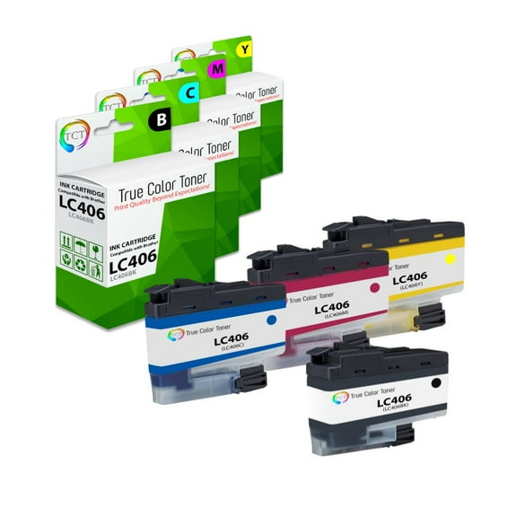 TCT LC406 Ink Cartridge 4 Pack - Compatible With Brother LC406 LC406BK LC406C LC406M LC406Y