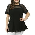 thumbnail image 3 of MODA NOVA Juniors' Plus Size Round Neck Swing Peplum Mesh Lace Top, 3 of 7