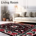 thumbnail image 2 of ODIKA 3'x5' Machine Washable Non-Slip Area Rug, Luxurious Velvet Inspired with Abstract Floral Motifs and Elegant Swirls High Traffic Rug, Black, 616770, 2 of 7