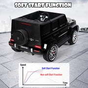 OLAKIDS 12V Kids Ride On Car, Licensed Mercedes Benz G63 Electric Vehicle with Remote Control, Double Open Doors, Music, Bluetooth, 2 Speeds, Wheels Suspension, Battery Powered Driving Toy (Black)