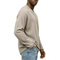 thumbnail image 4 of Dwellite Men's V Neck Sweater Knitted Pullover Casual Soft Waffle Lightweight Long Sleeve Sweater Khaki M, 4 of 5