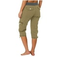 thumbnail image 4 of vigerkar Capri Pants for Women Cargo Capris 2025 Summer Casual Drawstring Cargo Joggers Womens Hiking Pants with Pockets Green, 3XL, 4 of 6