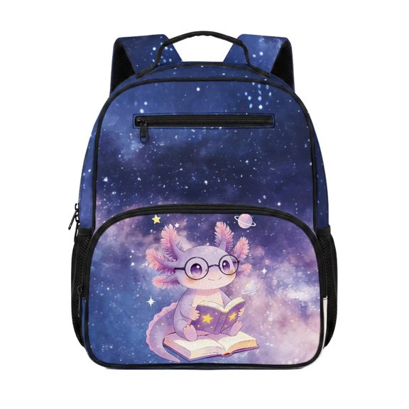 XYZCANDO Galaxy Axolotl Preschool Backpack for Boys Girls Ages 2-5, 13.5 Inch Toddler Kids School Bag, Lightweight Bookbag Fits Folder for Daycare, Pre-K and Travel