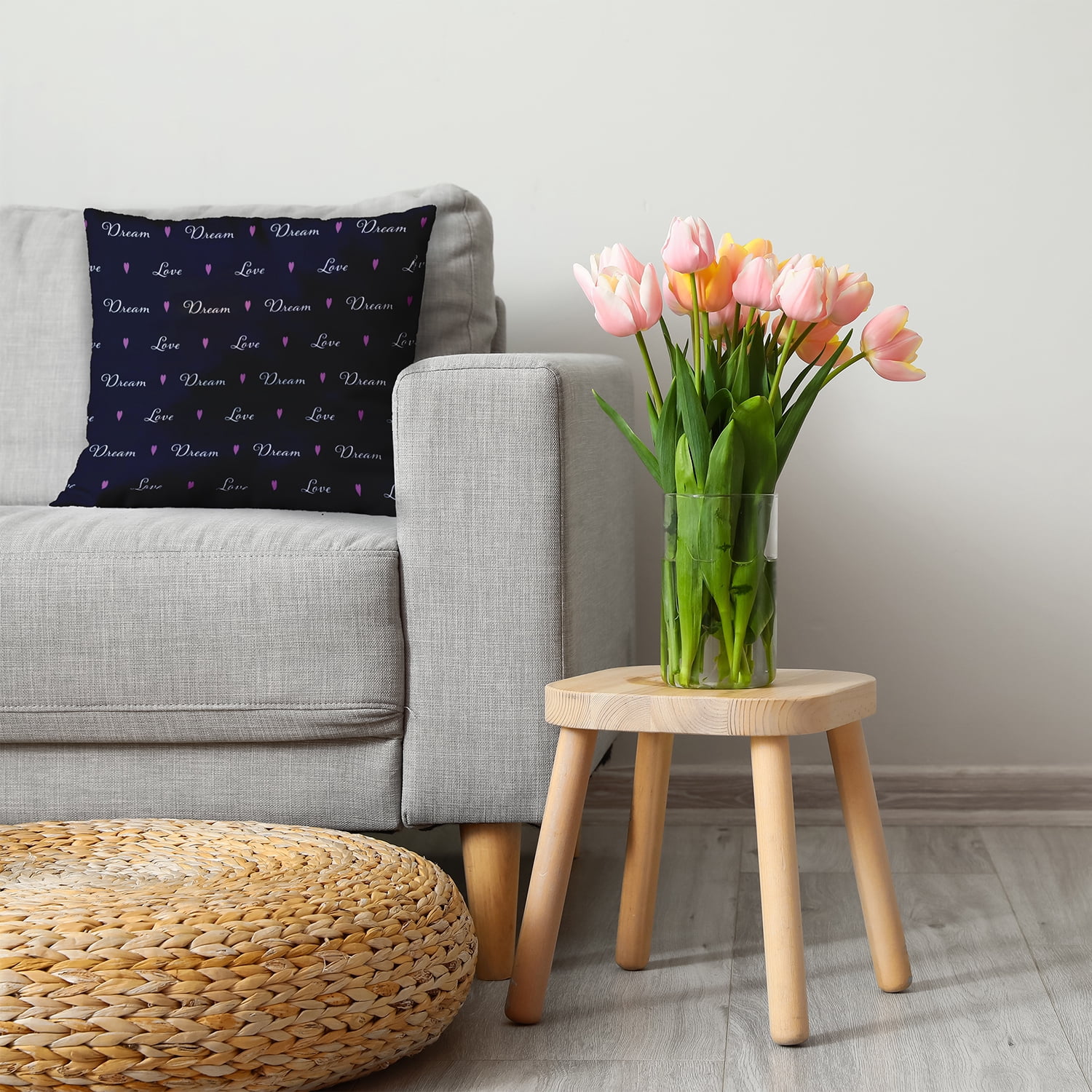 20" x 20" Simply Daisy Love Dream Polyester Accent Pillow, Black Qty 1