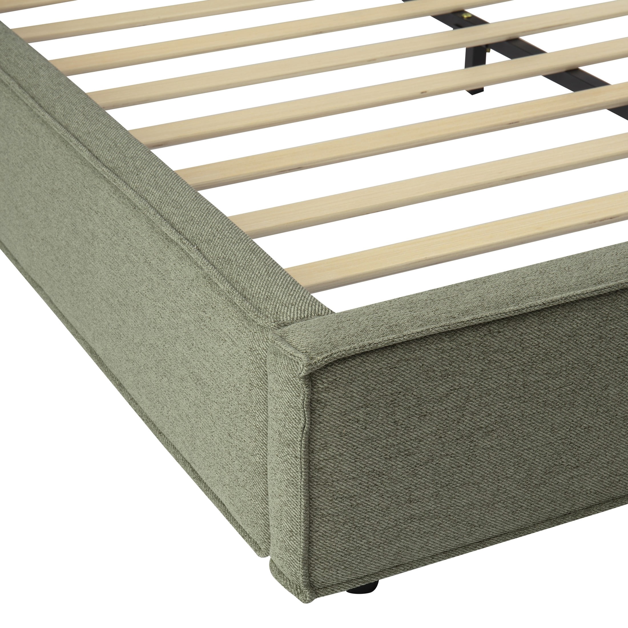 Christopher Knight Home Modern Tufted Queen Upholstered Platform Bed, Biscuit Stitching Headboard, Green