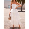 thumbnail image 5 of Women'S Summer Boho Strapless Maxi Dress Casual Sleeveless Off Shoulder Beach Long Sundress White S, 5 of 9