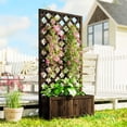 thumbnail image 2 of Outsunny 2.4 x 1 x 4.9 ft Garden Wooden Pine Trough Planter with Trellis, 2 of 10
