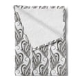 thumbnail image 2 of Grey and White Soft Flannel Fleece Throw Blanket, Swirling Leaves Flower Petals with an Abstract Design, Cozy Plush for Indoor and Outdoor Use, 70" x 90", Charcoal Grey and White, by Ambesonne, 2 of 5