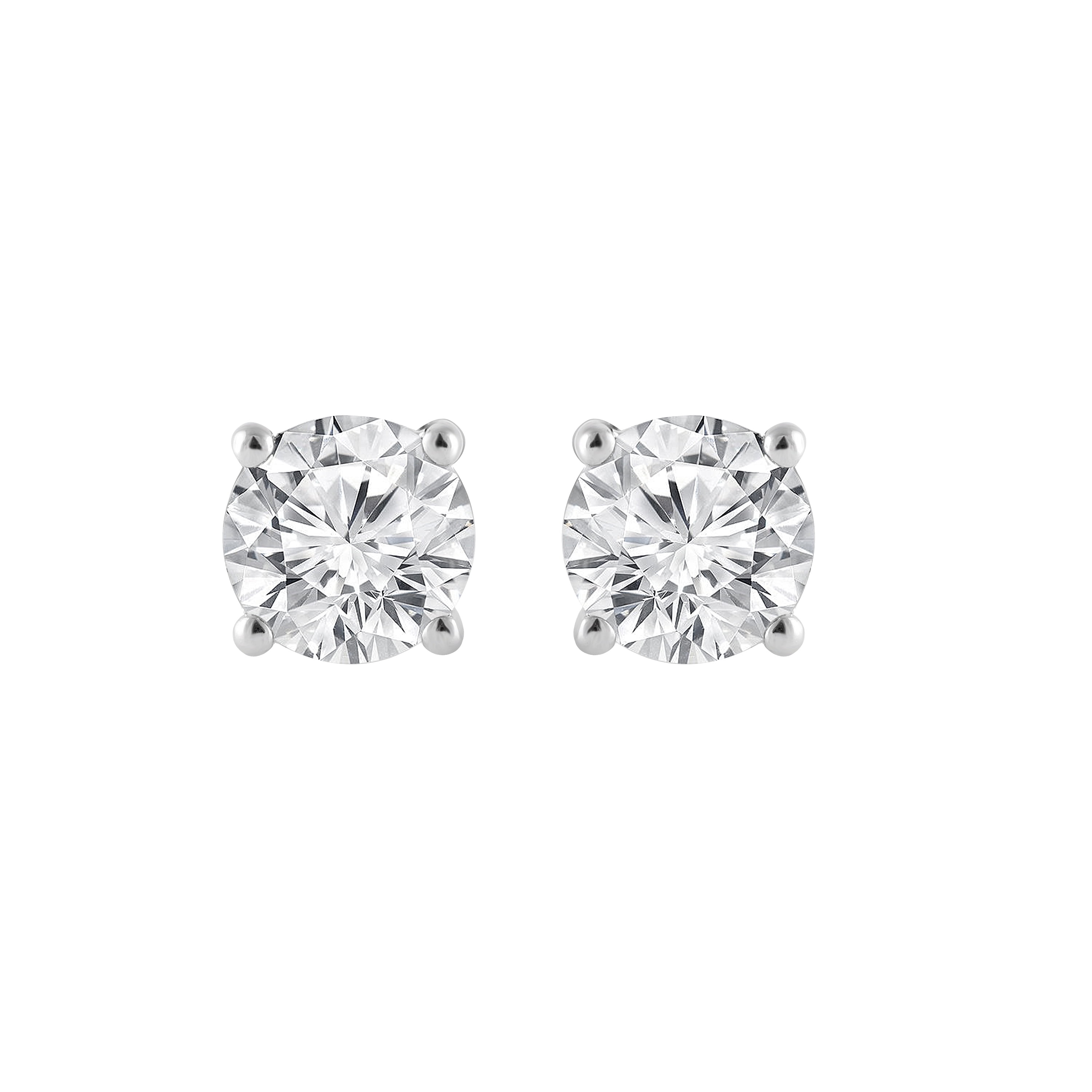 Unique Moments 1 Ct Round Lab Grown Diamond Stud Earrings in 10K White Gold for Women (J, SI-I1)