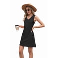 thumbnail image 2 of Womens Summer Dresses Loose Fit V Neck Sleeveless Sundresses Beach Hawaiian Dress with Pockets Black S, 2 of 9