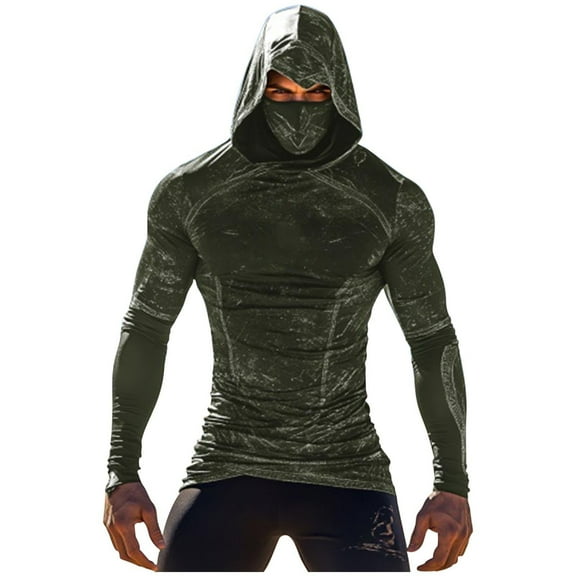 Xzbqbs Mens Fishing Hoodies UPF 50   Sun Protection Breathable Long Sleeve Outdoor Hiking Printed Shirt for Men with Face Mask