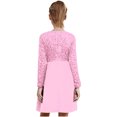thumbnail image 2 of YiZYiF Girls Long Sleeve Sparkle Princess Wedding Birthday Party Elegant Dress High Waist A Line Dresses Pink 12, 2 of 5